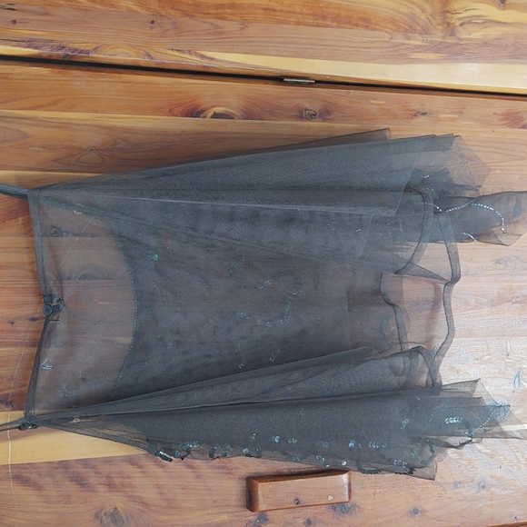 Mystere sheer spaghetti strap top. Beads and sequin design on front - Picture 4 of 7